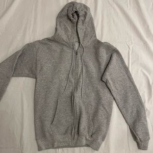 gray zip up
